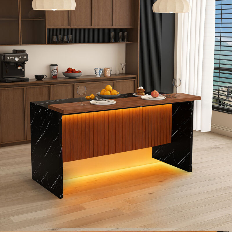 Sikwar Modern Marble-Look Surface Kitchen Island image number 7