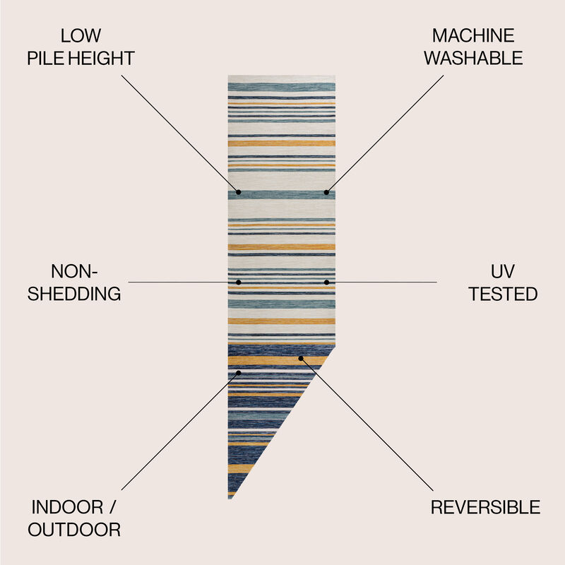 Janus Classic Coastal Ticking Stripe Reversible Machine-Washable Indoor/Outdoor Area Rug