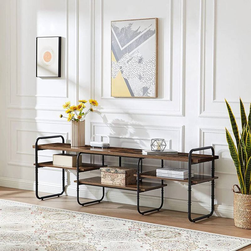 Wood & Metal TV Stand – Industrial Entertainment Center for up to 65-Inch TVs