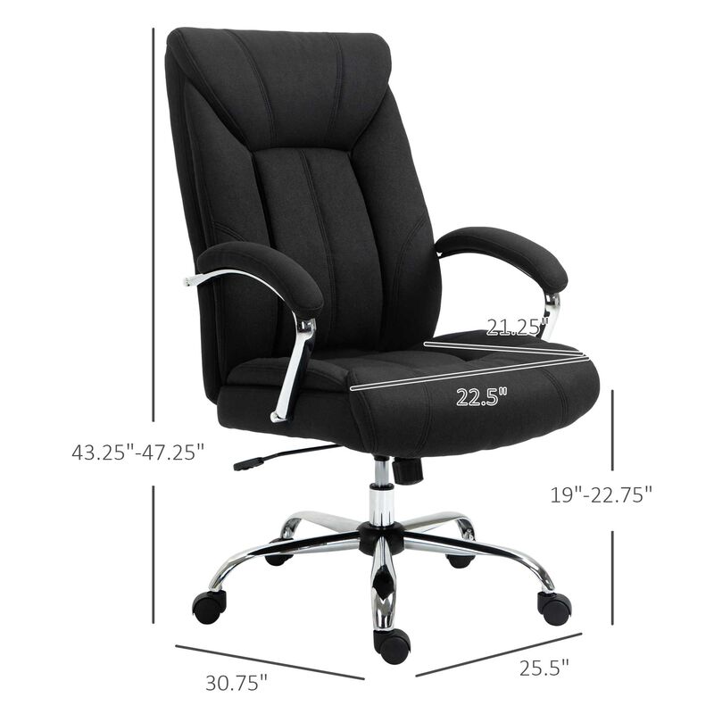 Black Ergonomic Seating: High Back Linen Fabric Adjustable Task Chair