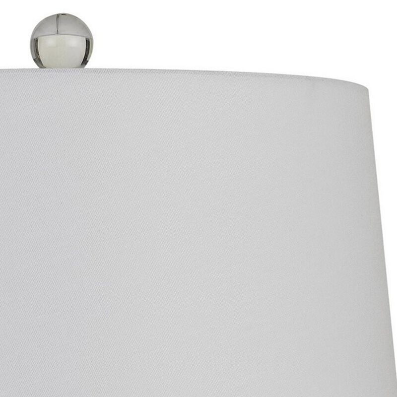 26" Glass Table Lamp with Hardback Shade, Silver and White-Benzara image number 3