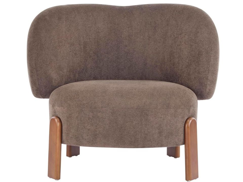 Accent Chair &ndash; Dark Brown Lily Wingback Armchair with Cushion & Solid Wood Frame