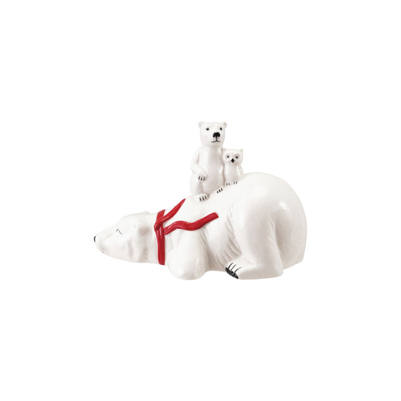 Stoneware Polar Bear Family Figurine in Red & Black Scarf image number 0