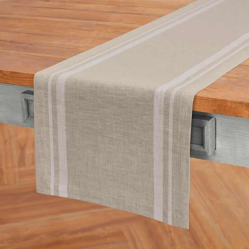 Solino Home 100% Pure Linen Table Runner - French Stripe