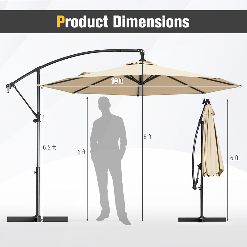 Offset Hanging Patio Umbrella with Base &ndash; Infinite Tilt Cantilever Design