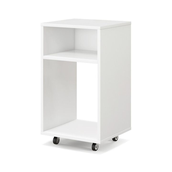 Hivvago Mobile File Cabinet Wooden Printer Stand Vertical Storage Organizer-White