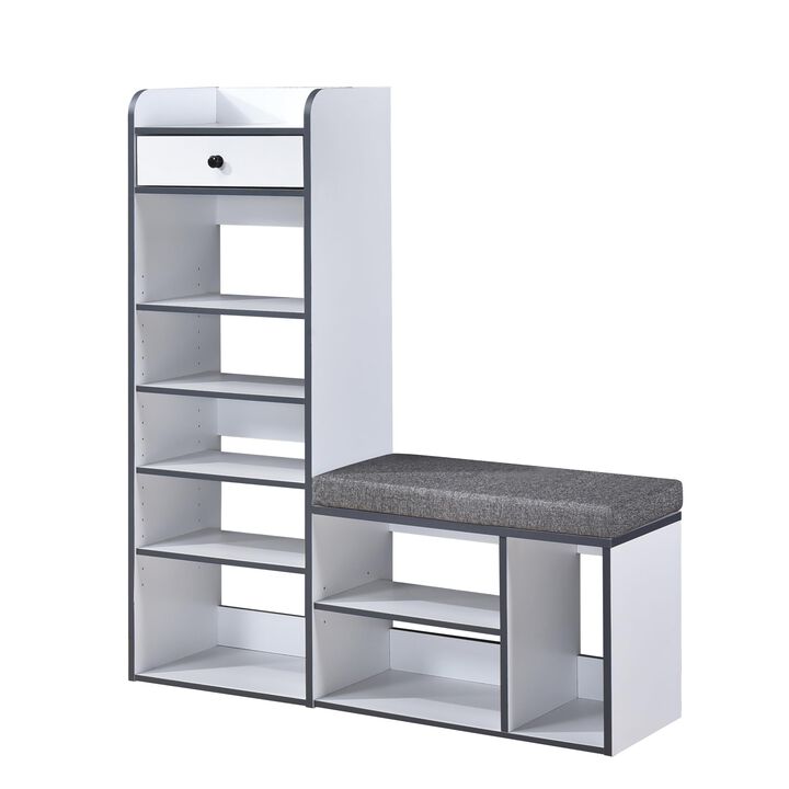 Kings Brand Furniture Julian Bench & Shoe Rack, 7-Shelf Storage & Drawer