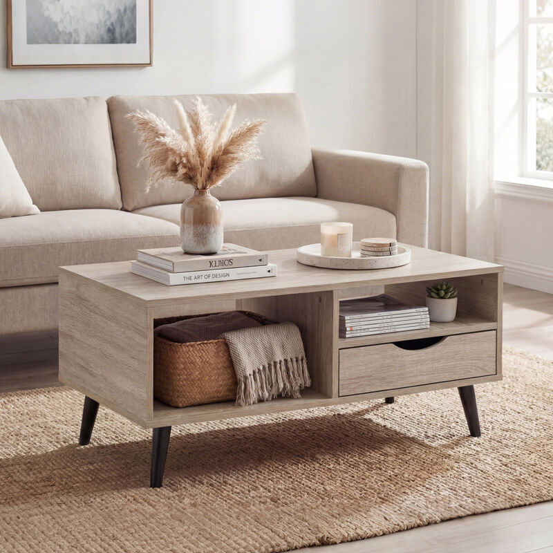Living Room Coffee Table with Storage Space and Rectangle Design image number 1