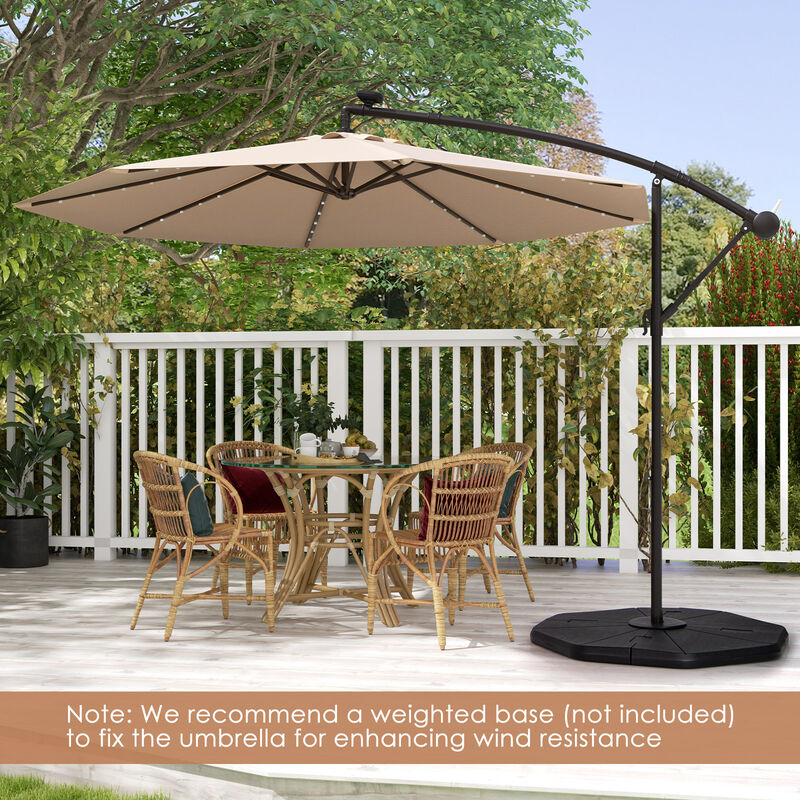 Solar-Powered LED Patio Umbrella with 40 Lights &ndash; Offset Design & Cross Base