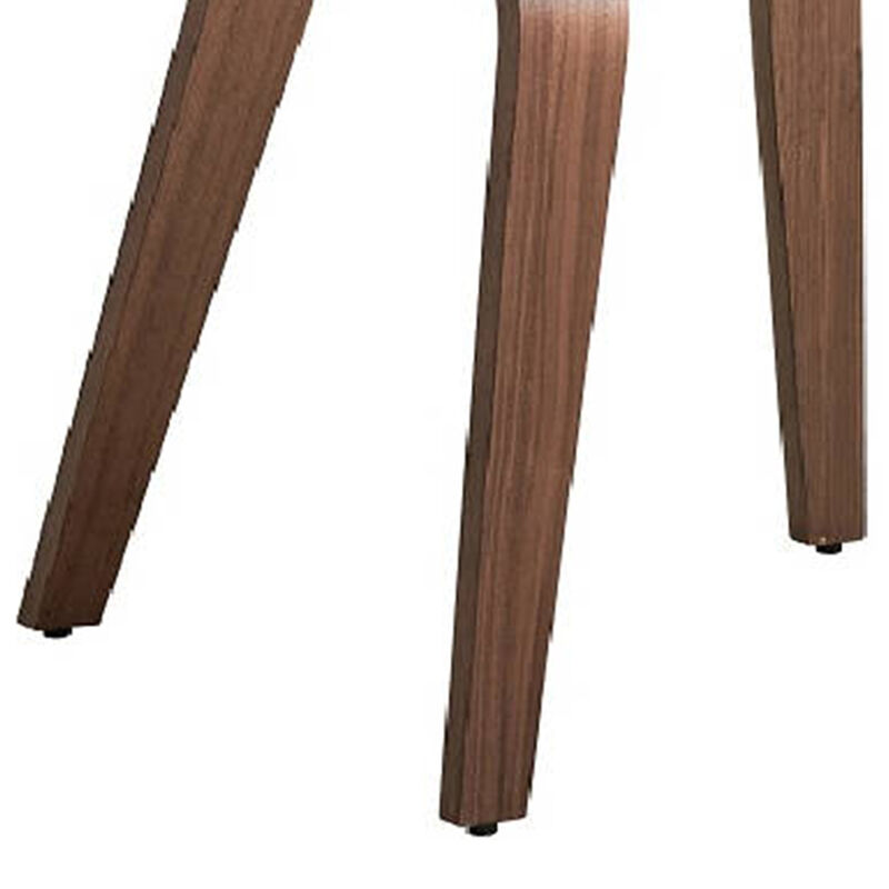 Aon 22 Inch Side Dining Chair Set of 2, Curved Back, Wood, Walnut Brown - Benzara