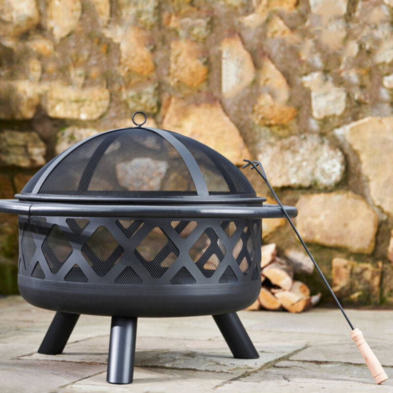 Wood Burning Fire Pit with Accessories, Black image number 6