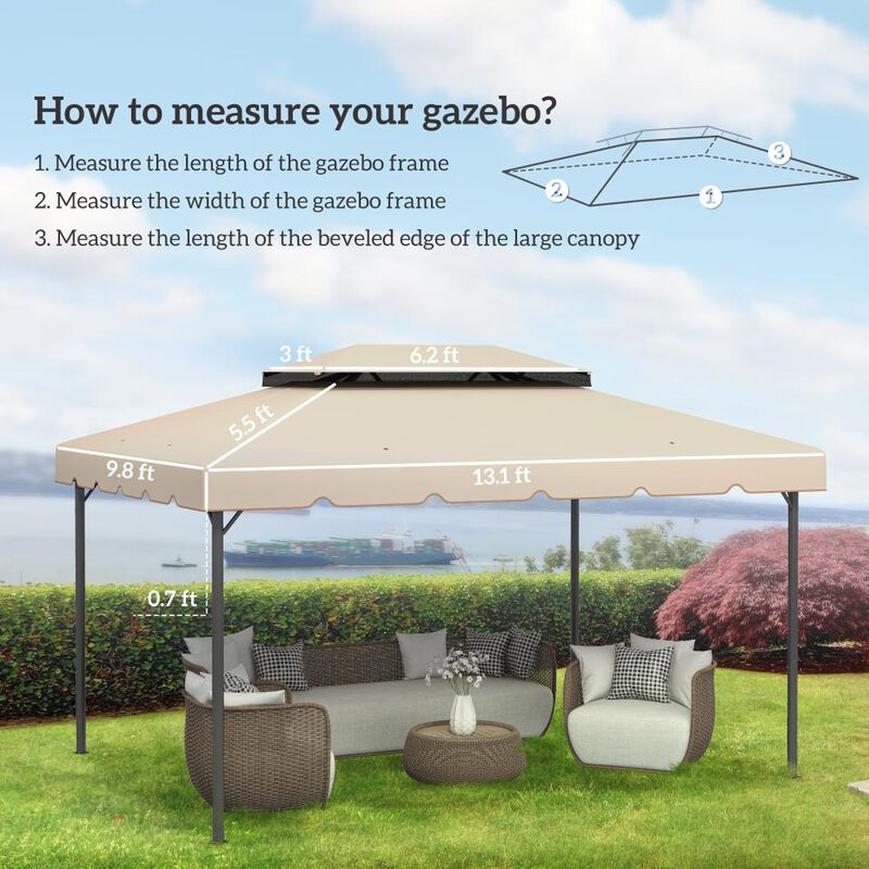 Hivvago Double Vented Roof 13' x 10' Gazebo Canopy image number 2