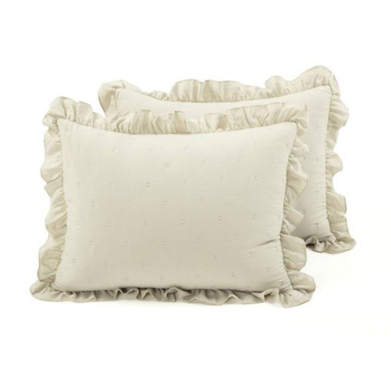 Lightweight Ruffle Reversible Oversized 3-Piece Quilt Set for Bedspread and Comfort