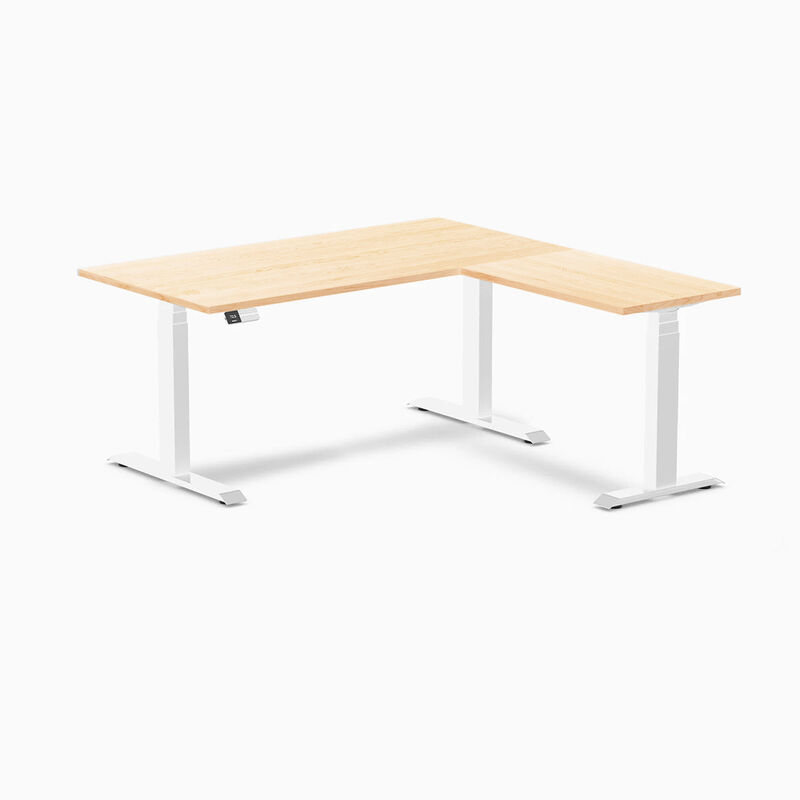 Desky Hardwood L-Shape Sit Stand Desk image number 0