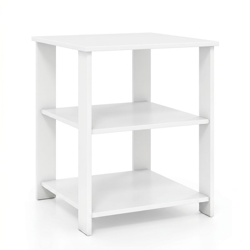 Modern 3-Tier Nightstand with Open Shelves and Square Side Table Design image number 0