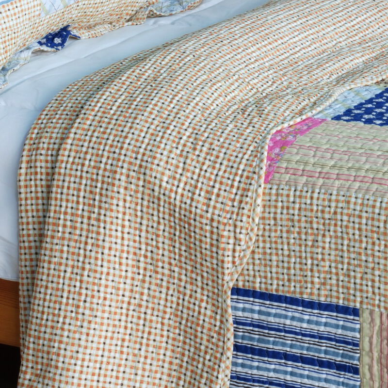 Classic Plaids Queen 3PC Cotton Quilted Printed Bedding Set Soft Lightweight Quilt Set image number 4