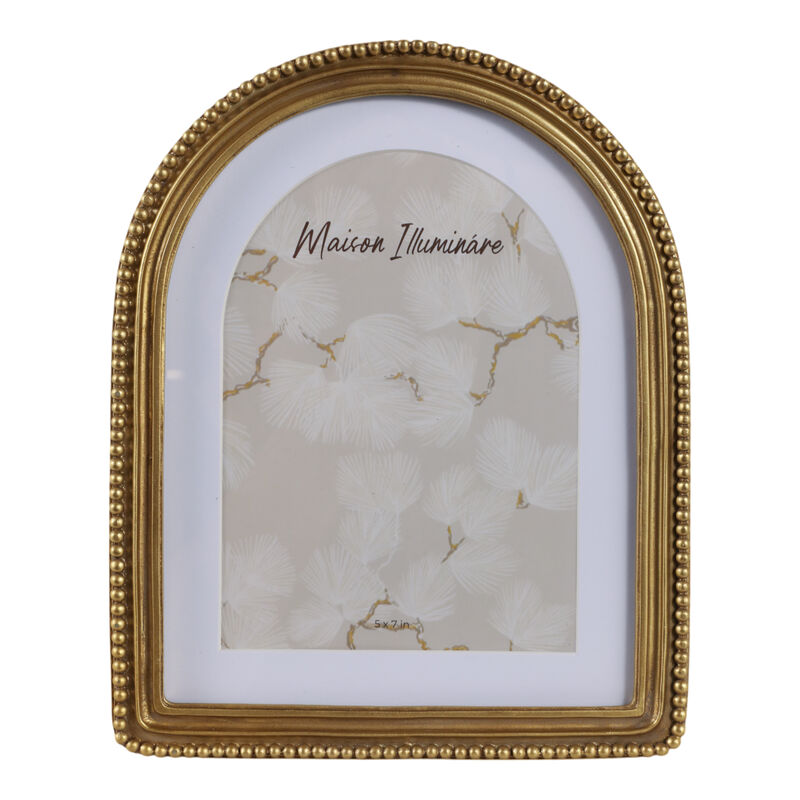 7x9 Photo Frame Matted To 5x7 Beaded Arch, Gold image number 0