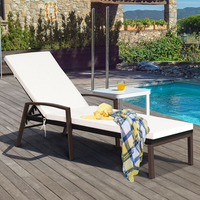 Adjustable Rattan Chaise Lounges Set for Patio &ndash; Ergonomic Chairs with Cushions (2PCS) image number 5