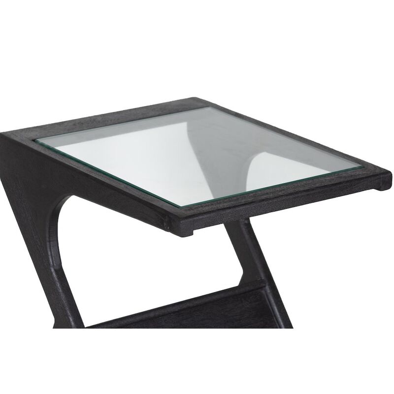 Porter Designs Canberra Solid Mango Wood End Table, Black