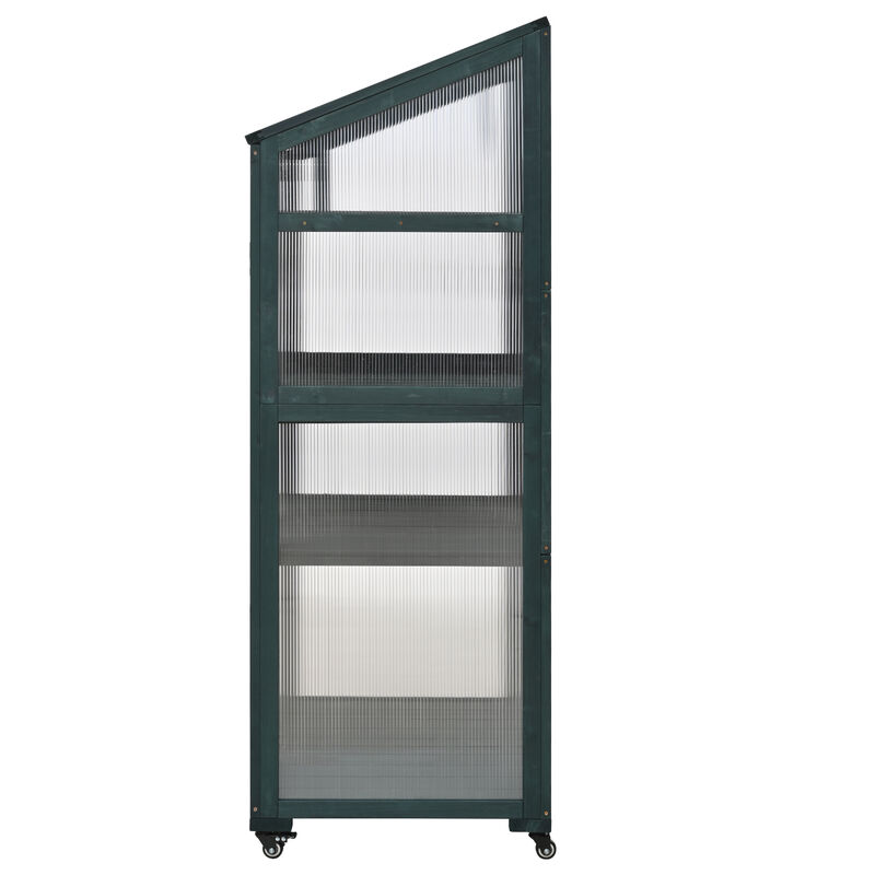 Whisen 78-Inch Garden sheds, Greenhouse with 4 Skylights & 2 Folding Shelves image number 5