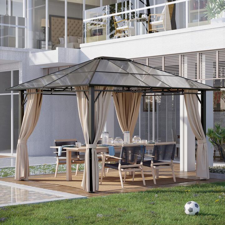 Hivvago 10' x 12' Outdoor Hardtop Gazebo with Netting for Patio