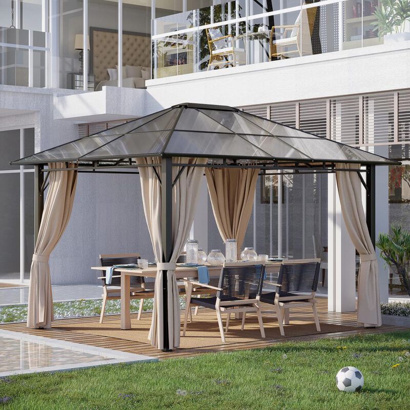 Hivvago 10' x 12' Outdoor Hardtop Gazebo with Netting for Patio image number 1