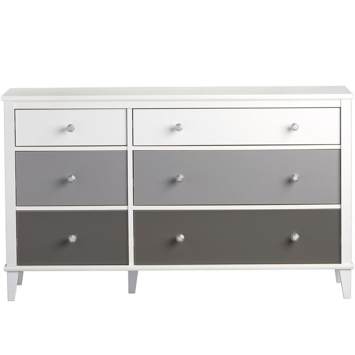 Monarch Hill Poppy White 6 Drawer Dresser, Grey Drawers