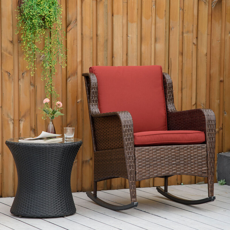 Hivvago Classic Rattan Rocking Chair with Cushion image number 1