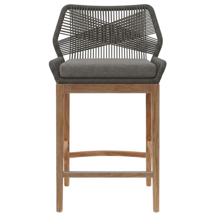 Teak Wood Outdoor Bar Stool With Footrest For Patio Dining
