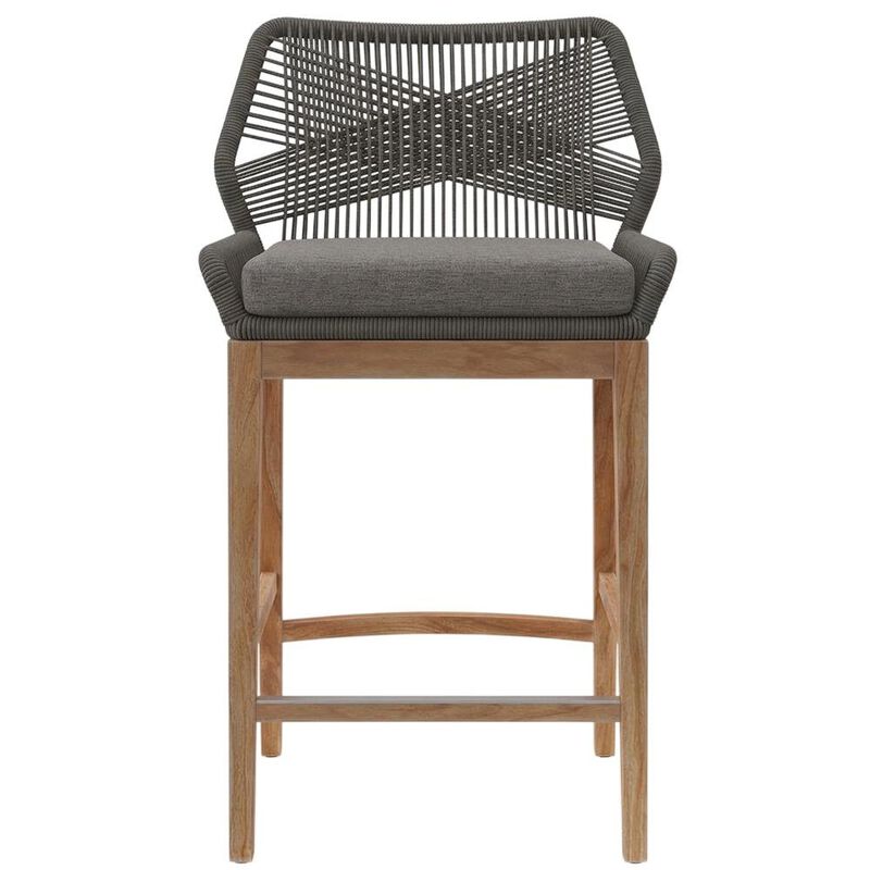 Teak Wood Outdoor Bar Stool With Footrest For Patio Dining image number 1
