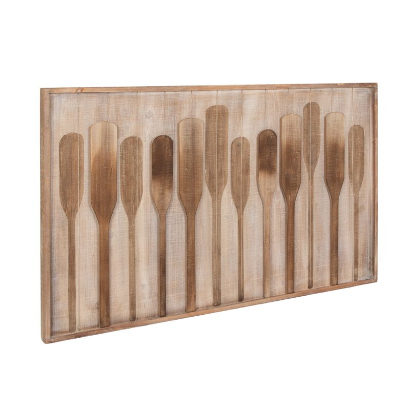 Wood Framed Wall D&eacute;cor with Raised Paddles, Brown image number 0