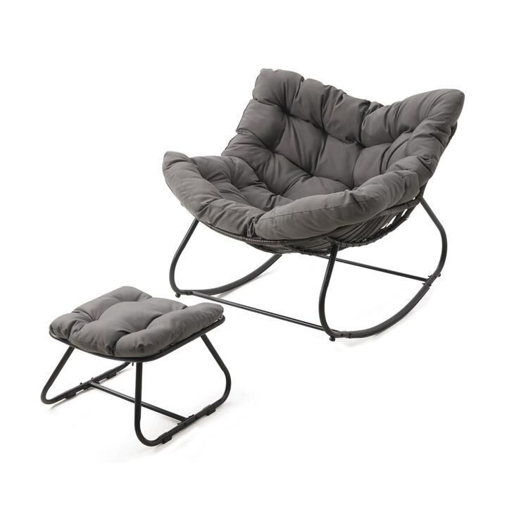 Hivvago Rocking Egg Lounge Chair with Footrest Set