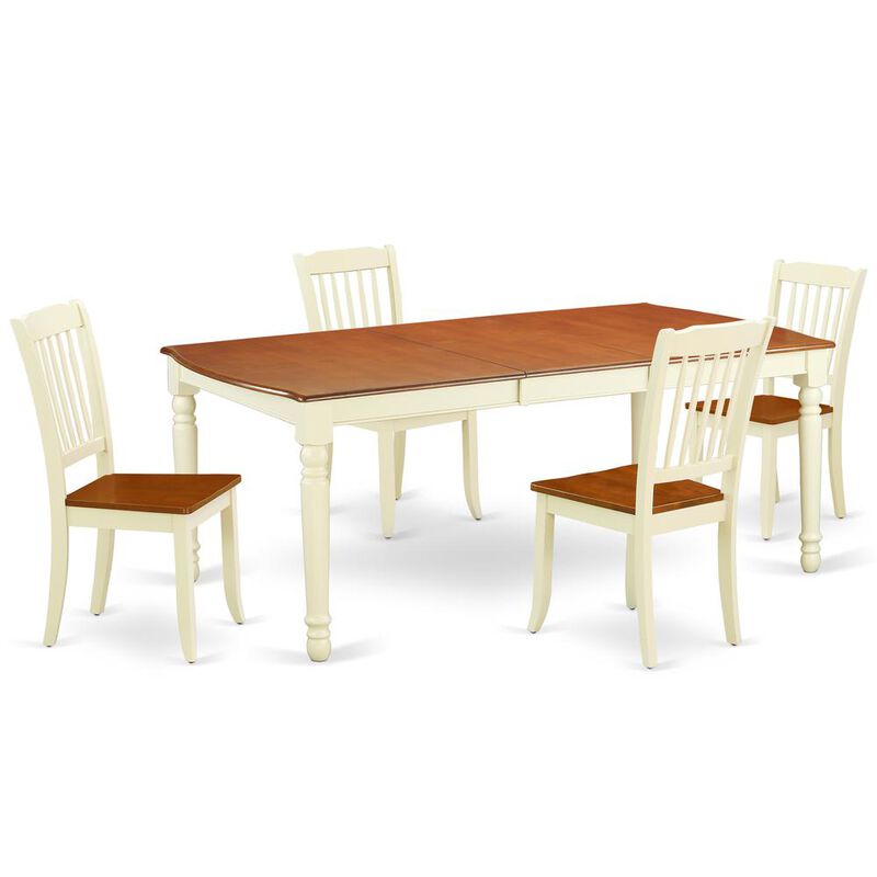 East West Furniture Dining Room Set Buttermilk & Cherry, DODA5-BMK-W