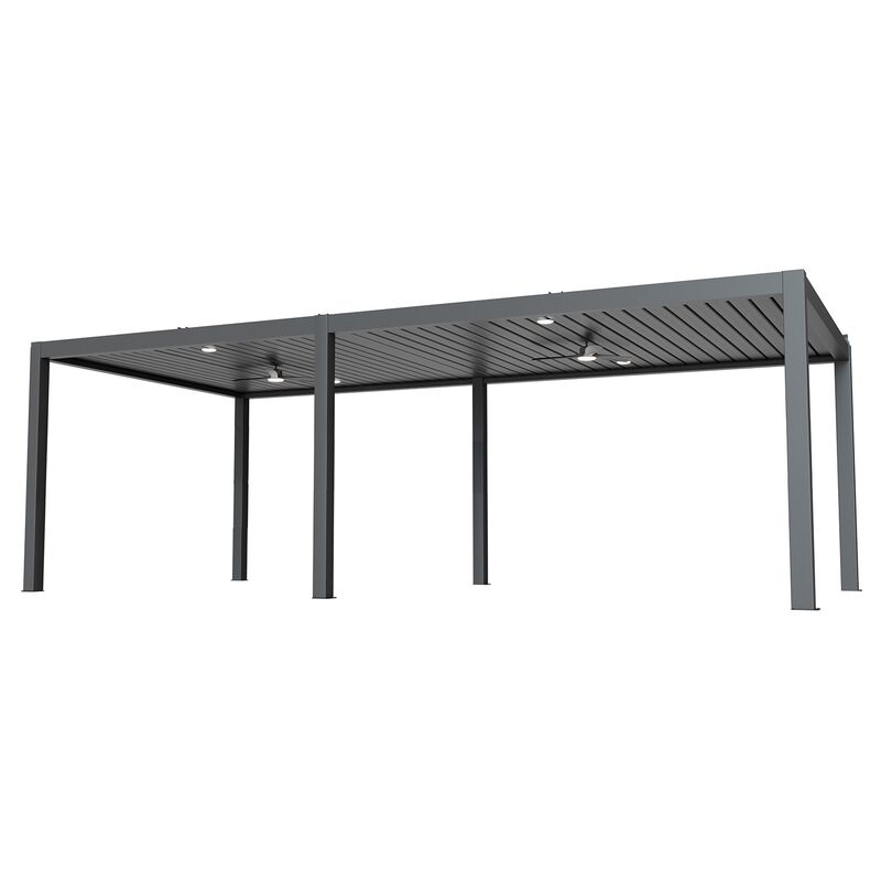 Mondawe 13x26ft Solar Premium Pergola W/Intelligent Remote,Auto-Adjusting Louvers&Concealed Drainage image number 0