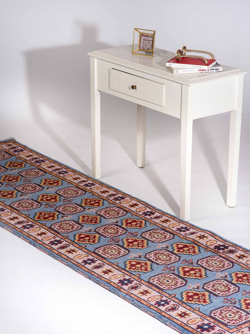 RUGSOTIC CARPETS HAND KNOTTED WOOL & SILK ECO-FRIENDLY ORIENTAL AREA RUGS  - Runner Shape, Classic Oriental Traditional , Low Pile Handmade Area Rugs (AF0117) image number 1