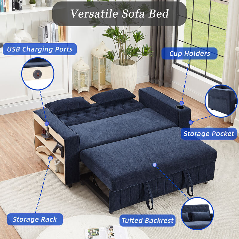 Merax Modern Sleeper Sofa Pull-out Sofa Bed with Adjustable Backrest for Living Room
