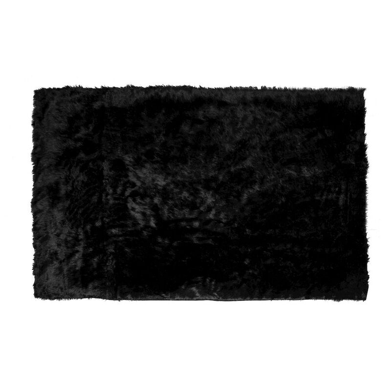 Glamour Home Ailis Faux Sheepskin Fur Area Rug Black Rectangular 8x5