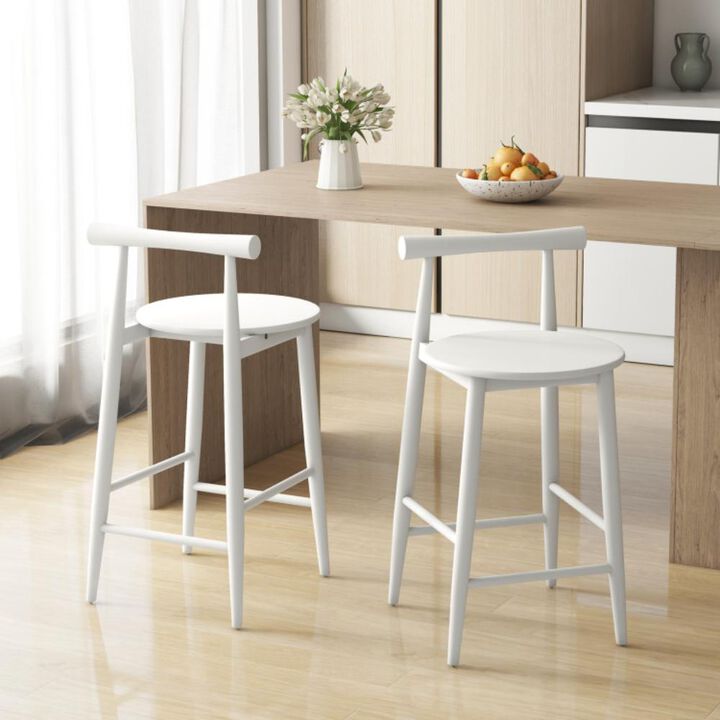 Hivvago Counter Height Bar Chair Set with Acacia Wood Frame and Supporting Legs