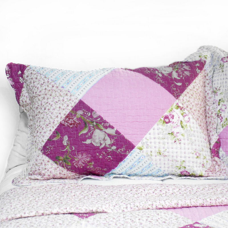 3PC Cotton Vermicelli-Quilted Printed Quilt Set Queen Size Soft Cozy Bedding Collection image number 2