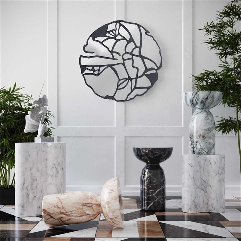 Tov Furniture Rue Faux Marble Concrete Indoor/Outdoor Side Table (Black) image number 1