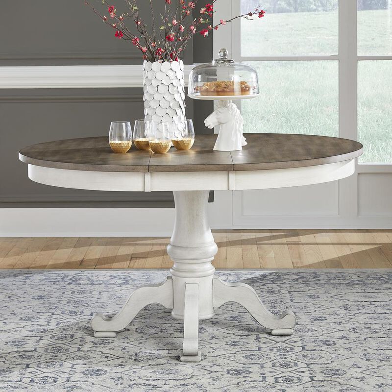 Liberty Furniture Ocean Isle Pedestal Table Set in Antique White w/ Weathered Pine image number 2
