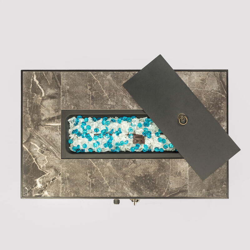 Streamdale Rattan Gas Fire Table with Tile Tabletop