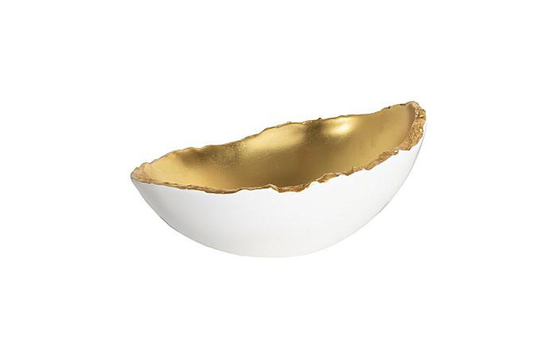 Broken Egg White and Gold Leaf Bowl