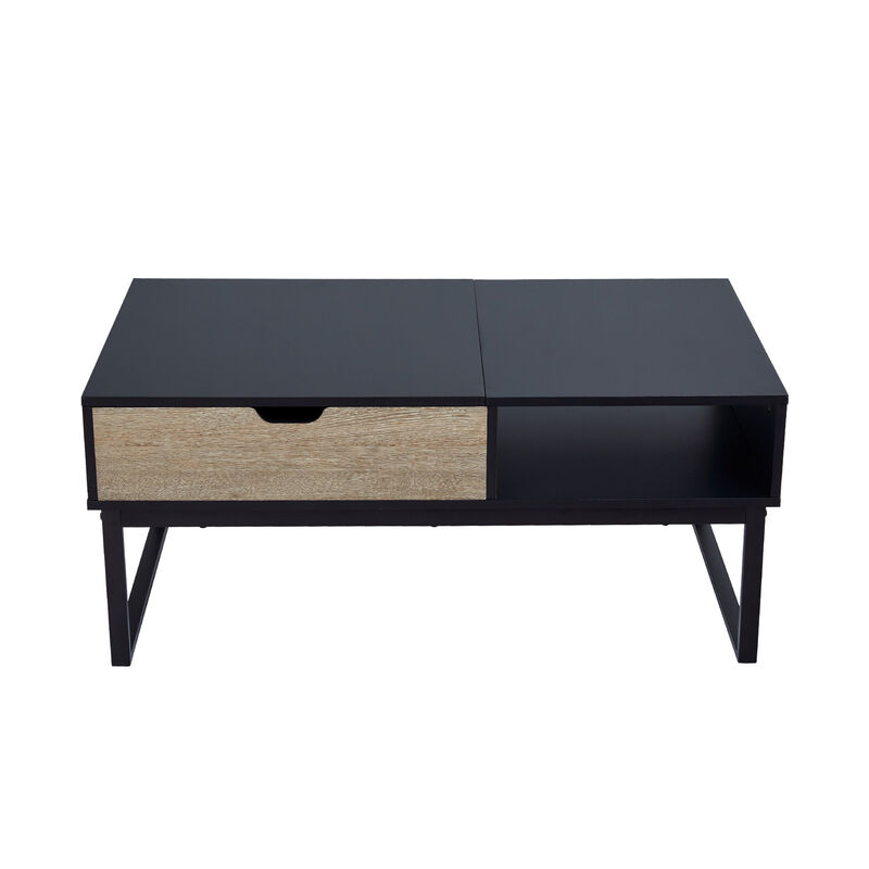 Bryson Two-Tone Lift Top Coffee Table Desk with Storage, Black image number 3
