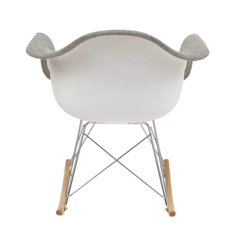 LeisureMod Wilson Twill Fabric Eiffel Rocking Chair