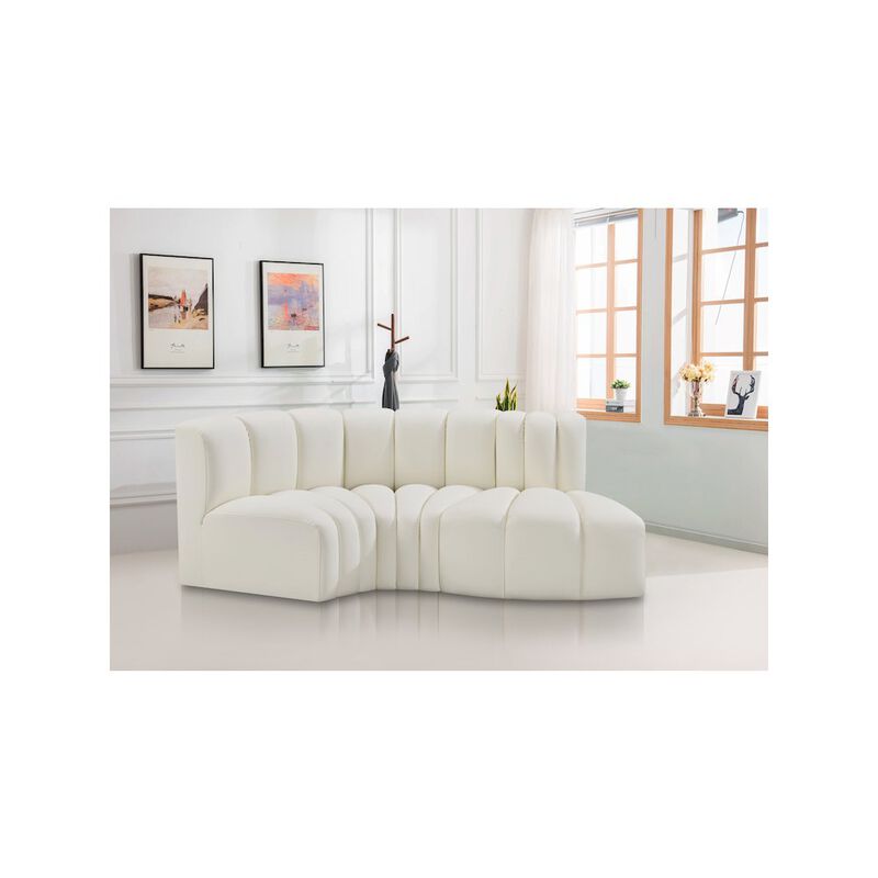 Meridian Furniture Arc Cream Vegan Leather Modular Sofa