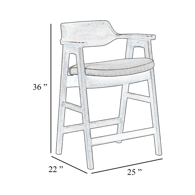 Zsy Counter Stool Chair, Open Back, Black Birch Wood and Faux Leather