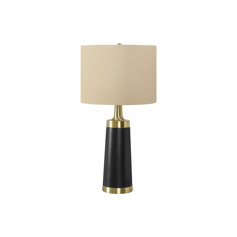 Monarch Specialties I 9623 - Lighting, 28"H, Table Lamp, Black Metal, Beige Shade, Contemporary