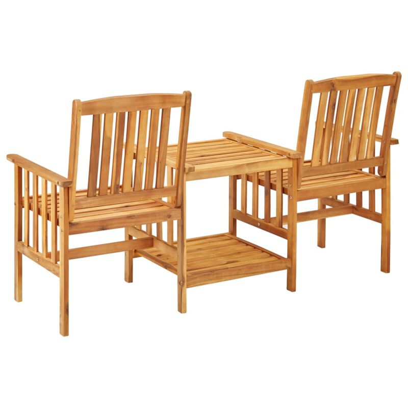 vidaXL Garden Chairs with Tea Table 62.5"x24"x36.2" Solid Acacia Wood