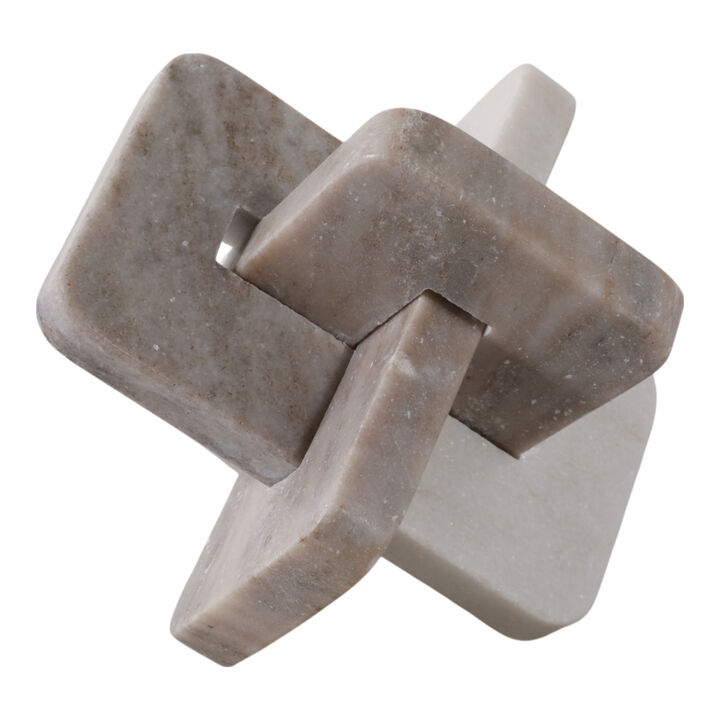7" Marble Knot, White/beige